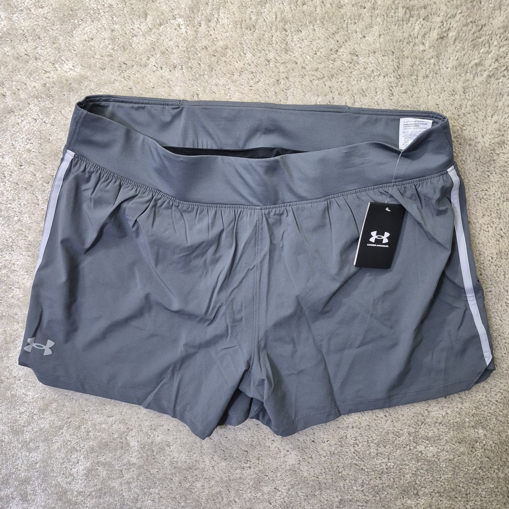Under Armour Speed Pocket Running Shorts Mens 2XL Gray 5 Inch Performance Lined